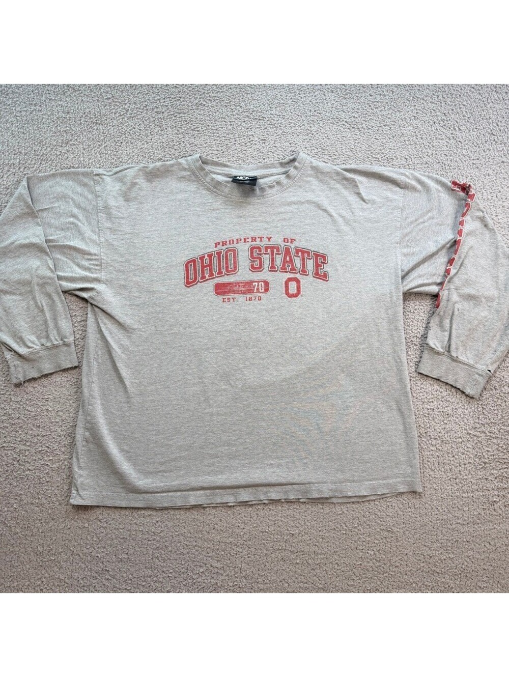 Vintage Y2K Ohio State Buckeyes Long Sleeve Shirt Men’s 2XL Gray Sleeve Print
